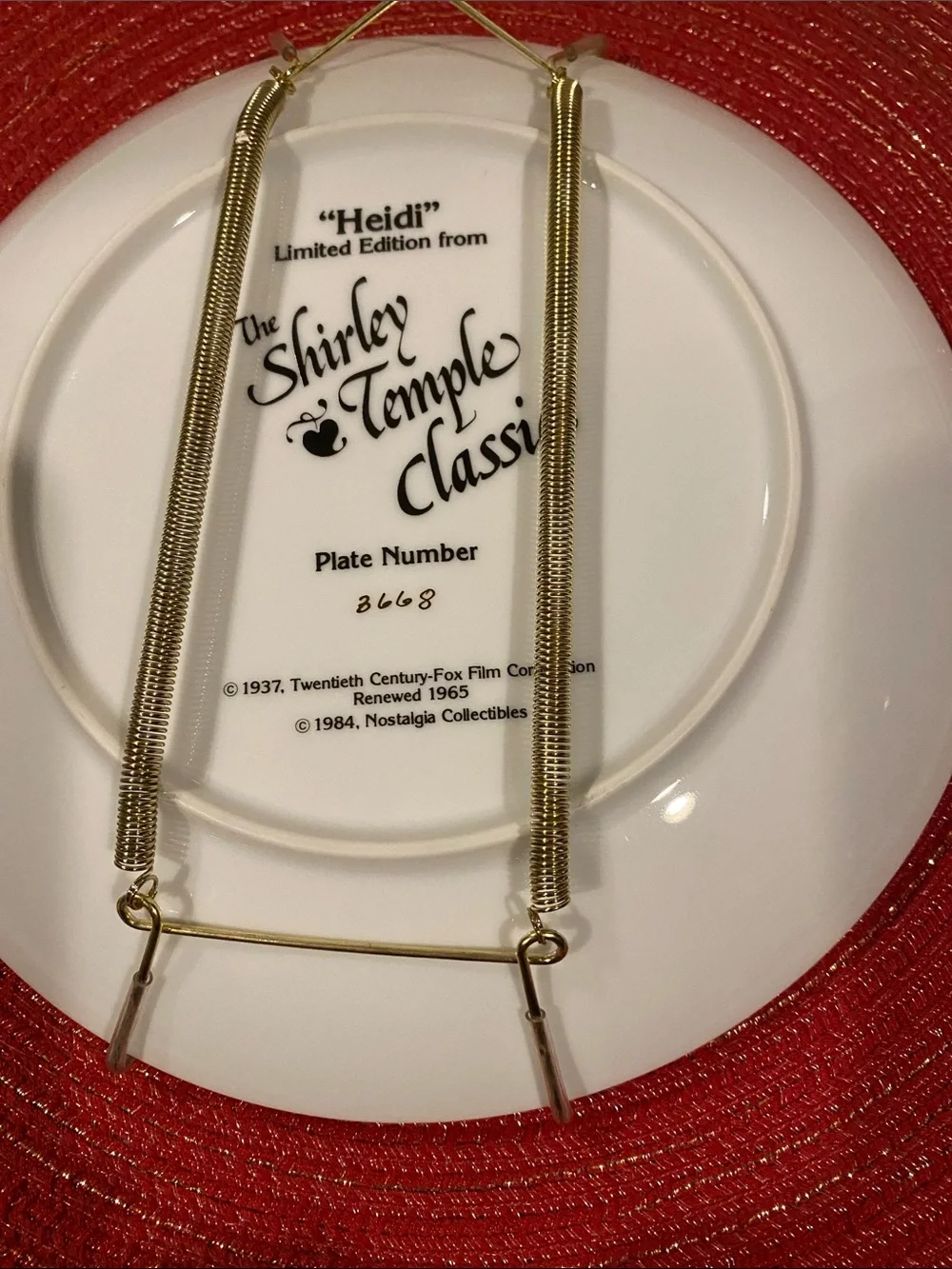 Vintage Shirley Temple Classics “Heidi” Collector’s Plate